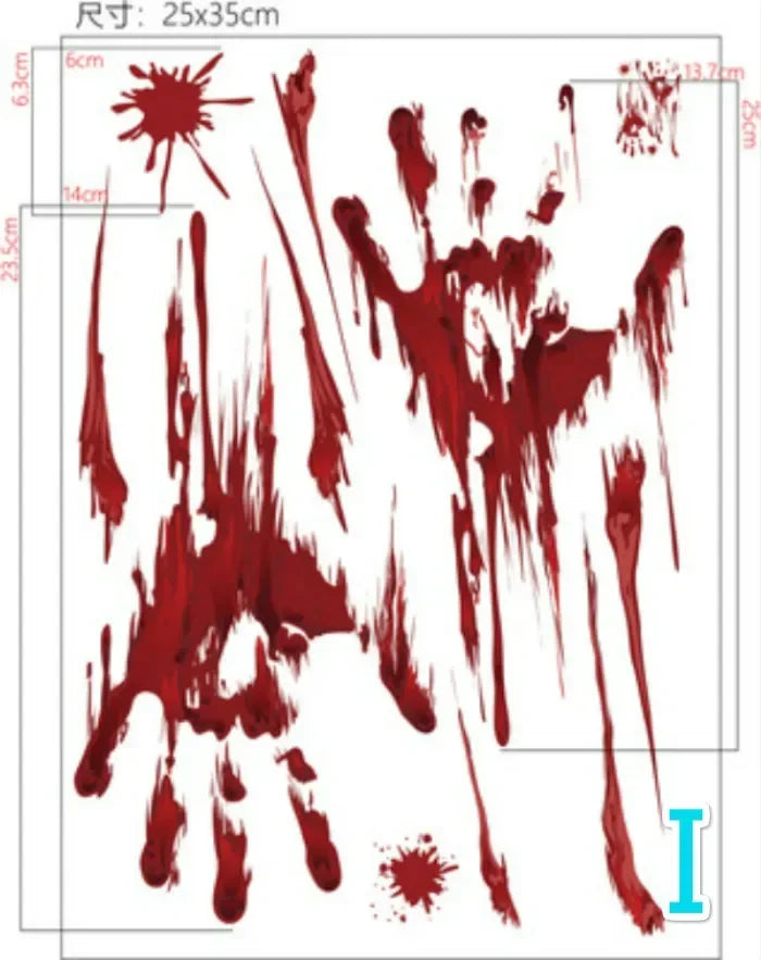 Halloween Blood Footprint Wall Stickers | Spooky Ghost Decor Halloween Wall Stickers Axl I