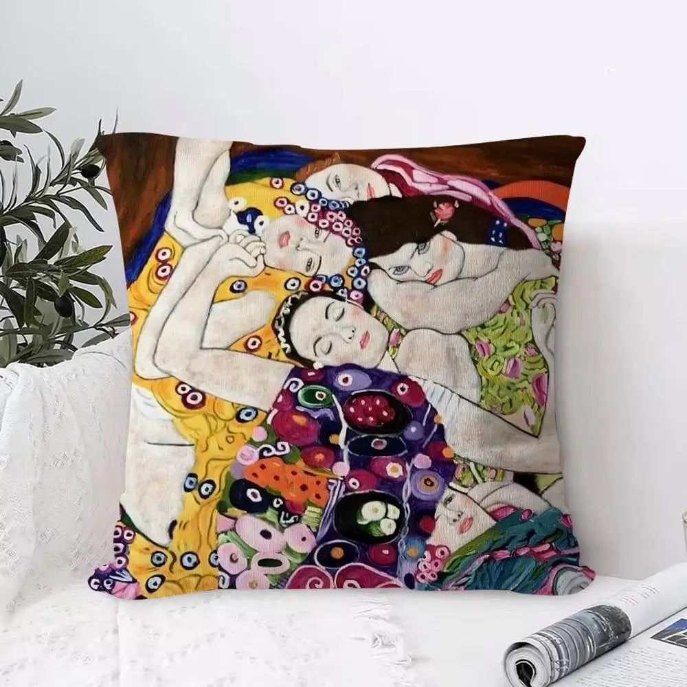 Gustav Klimt Art Pillow Case – Soft Fabric & Concealed Zipper Decorative Pillow Case Axl Black8 30X30cm
