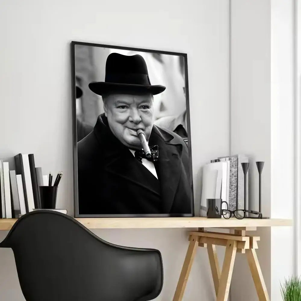 Winston Churchill Frameless Canvas Wall Art Poster | Home Décor Canvas Wall Art Axl Black8 15X20cmFrameless