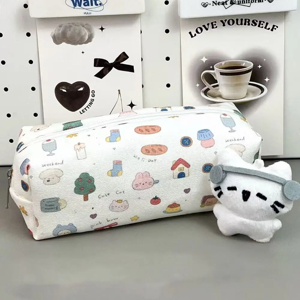 Cute Bow Pencil Case – Large Canvas Cat & Dog Pen Bag Pencil Case Axl