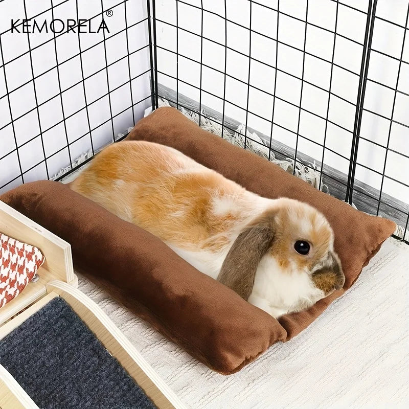 KEMORELA Rabbit Bed – Plush Cotton Lounger Pad & Pillow Small Pet Bed Axl