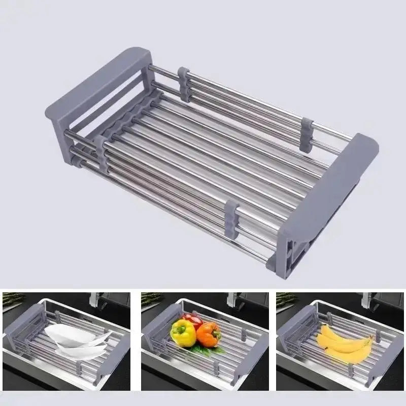 Adjustable Stainless Steel Sink Dish Drying Rack & Drain Basket Sink Dish Drying Rack Axl