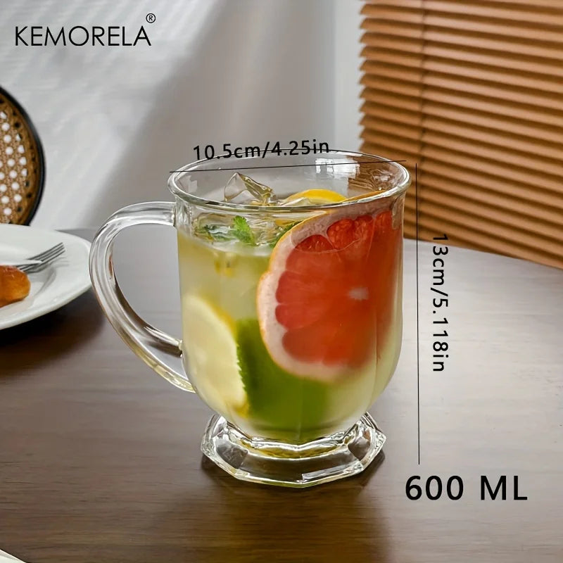 KEMORELA Retro Large Capacity Glass Mug 480/600/650ml Glass Mug Axl 600ML 501-600ml