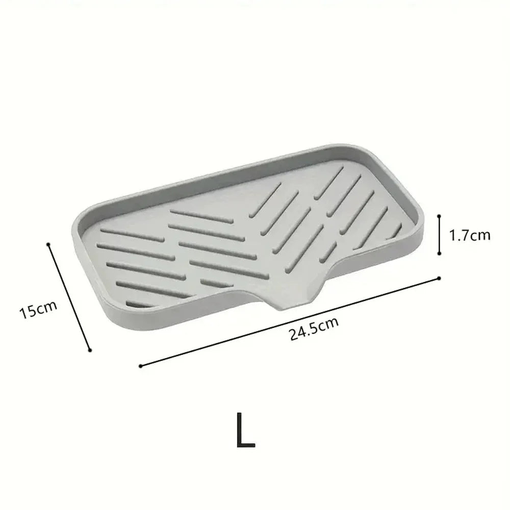 Silicone Sink Tray with Drain | Soap & Sponge Holder Sink Organizer Tray Axl L