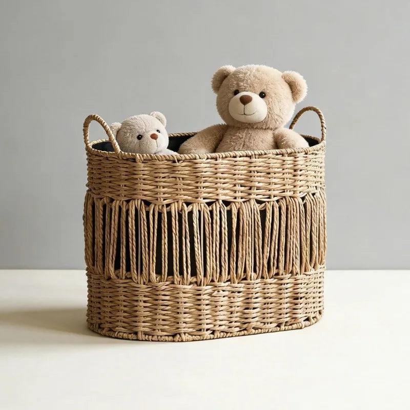 Retro Handwoven Storage Basket – Laundry & Home Organizer Woven Storage Basket Axl