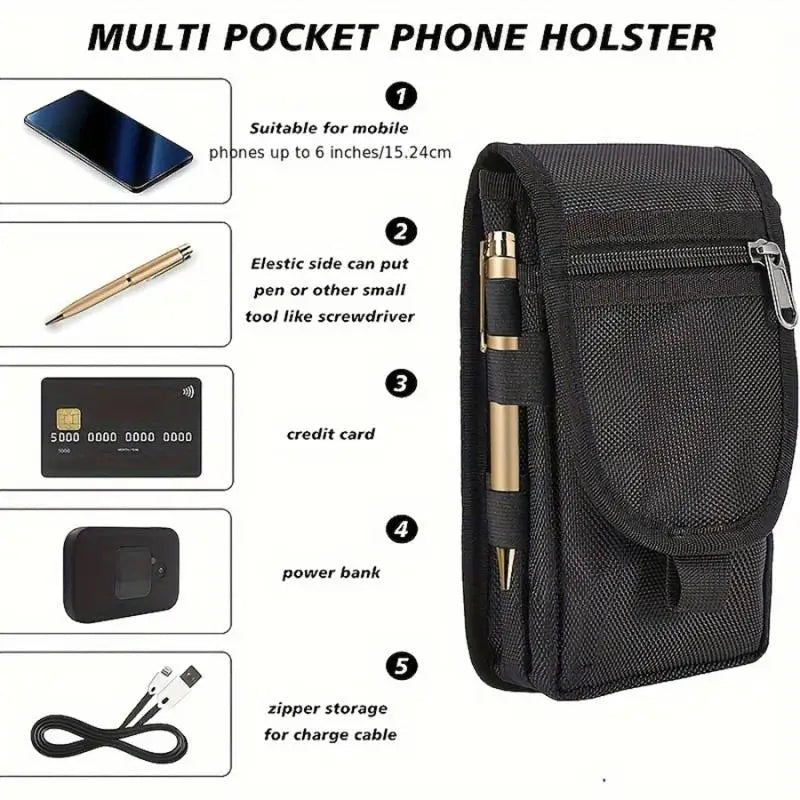 Oxford Flip-Top Phone Waist Bag with Pen Slot | Belt Pouch Phone Waist Bag Axl
