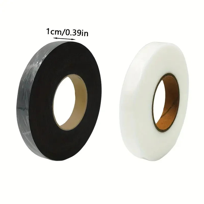 Iron-On Hem Tape 2 Rolls – Black & White Fusible Fabric Bond Fusible Hem Tape Axl 1 CM