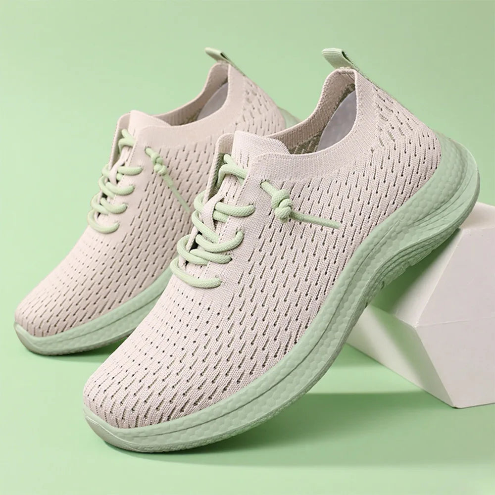 Women's Mesh Lace-Up Sneakers – Breathable Flat Casual Shoes Women's Sneakers Axl