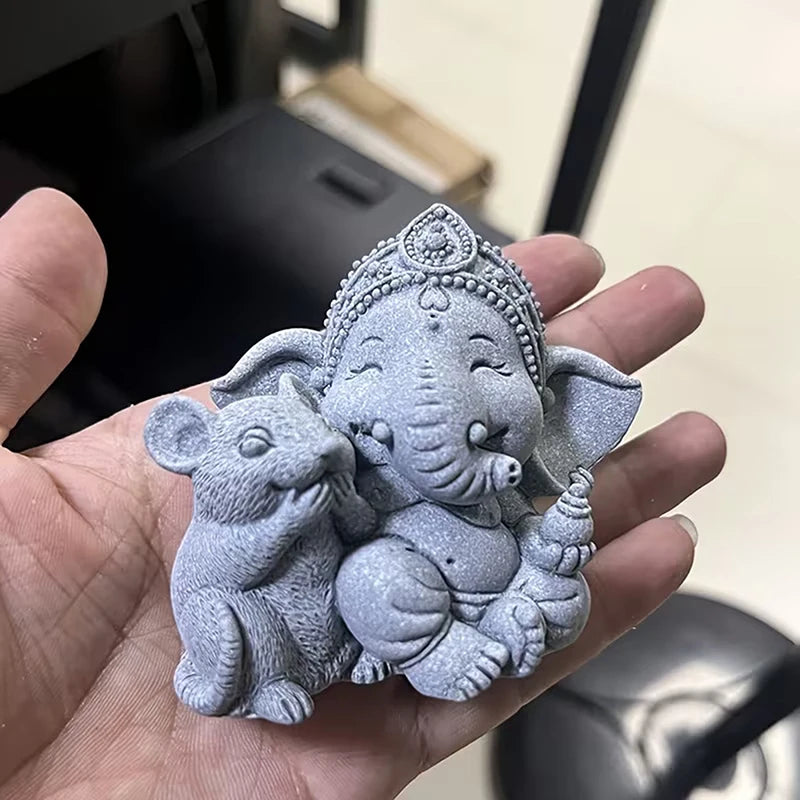 Stone Elephant Prayer Statue – Guardian Home Décor Figure Decorative Figurine Axl