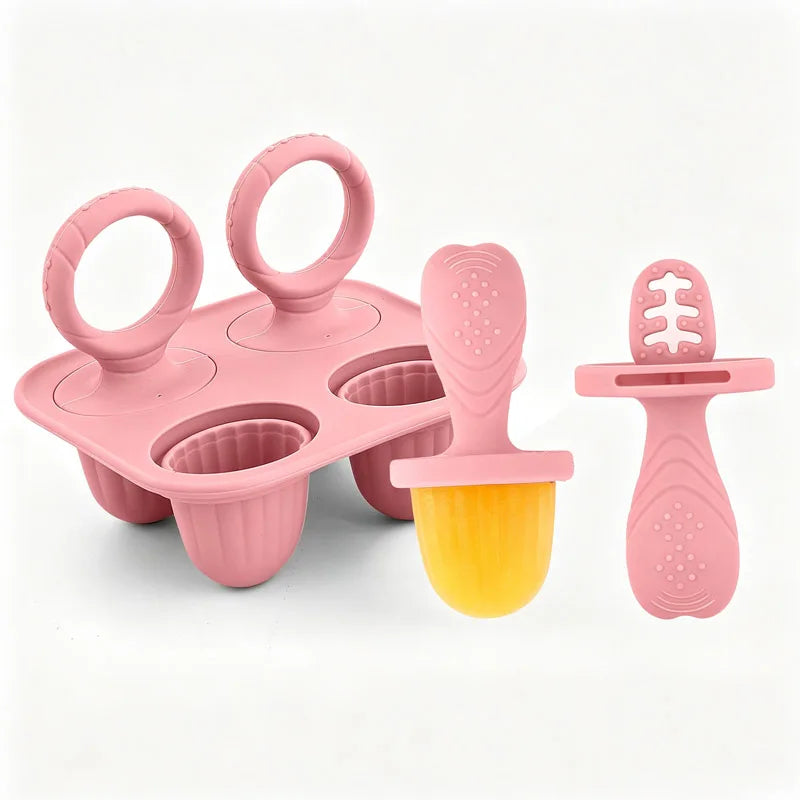 4-Cavity Silicone Baby Popsicle Mold – DIY Ice Cream Stick Mold Popsicle Mold Axl Deep Pink
