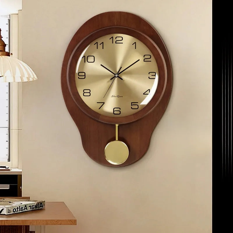 Modern Wood Pendulum Wall Clock – Silent Minimalist Decor Pendulum Wall Clock Axl