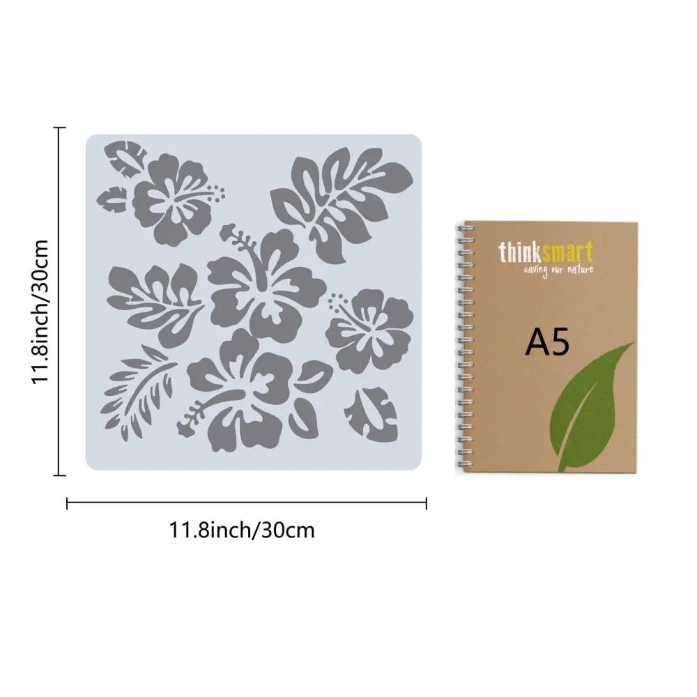 Large Hibiscus Flower Stencil 12x12 – Reusable Floral Template Craft Stencil Template Axl AECH04-07516