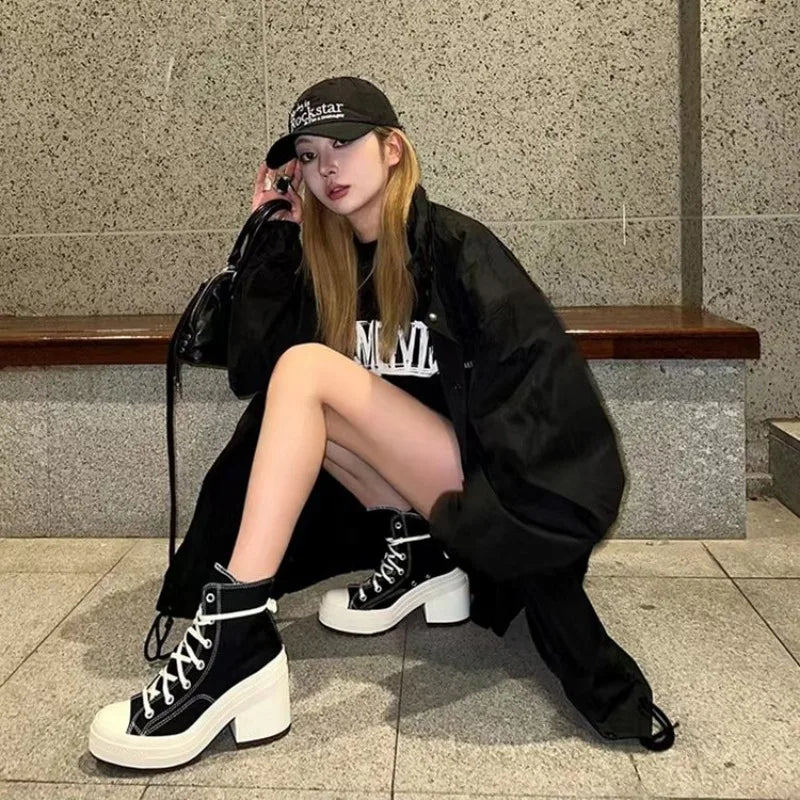 Women's High Top Platform Canvas Sneakers | Sizes 36–42 Platform Canvas Sneakers Axl