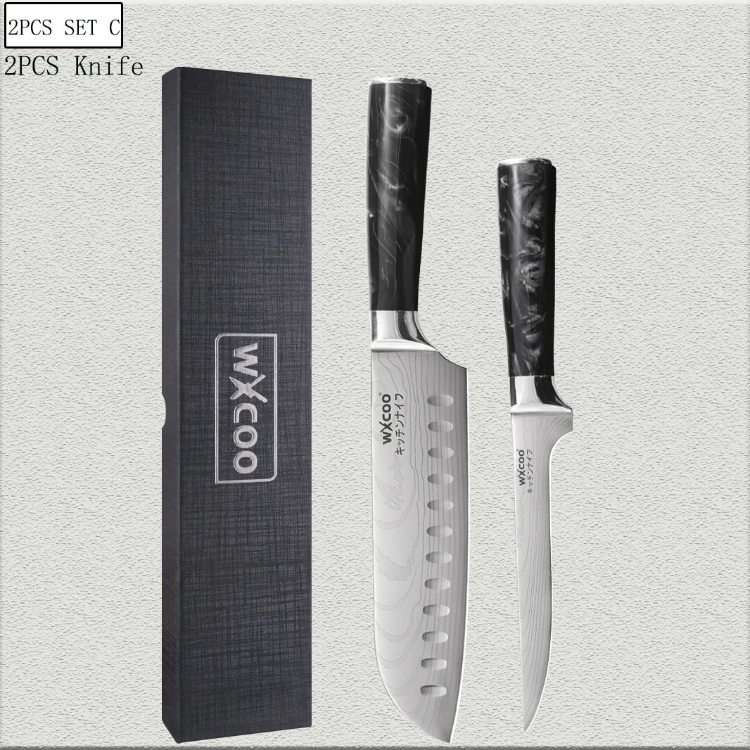 WXCOO Chef's Knife Set – Stainless Steel Kitchen Knives & Gift Box Kitchen Knife Set Axl 2PCS C