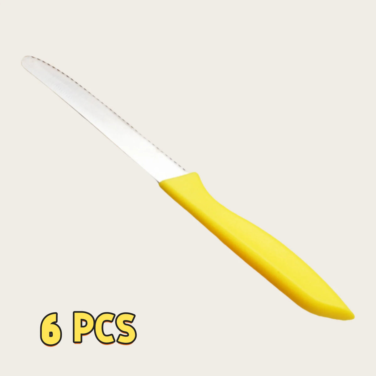 Serrated Steak & Bread Knife – Stainless Steel Multifunctional Serrated Kitchen Knife Axl 6 Pc Knife -yellow China Mainland