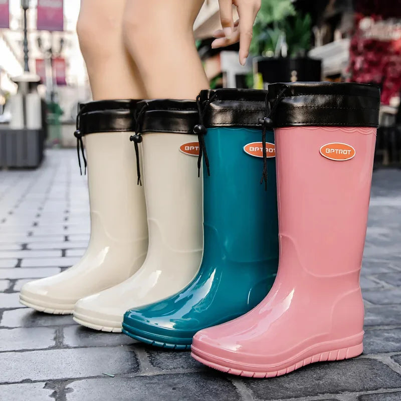 Women's Waterproof Mid-Calf Rain Boots – Slip-On Platform Women's Rain Boots Axl