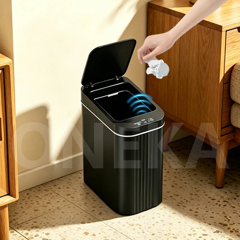 Touchless Automatic Sensor Trash Can – Battery Powered Bin Automatic Trash Can Axl Black 16L