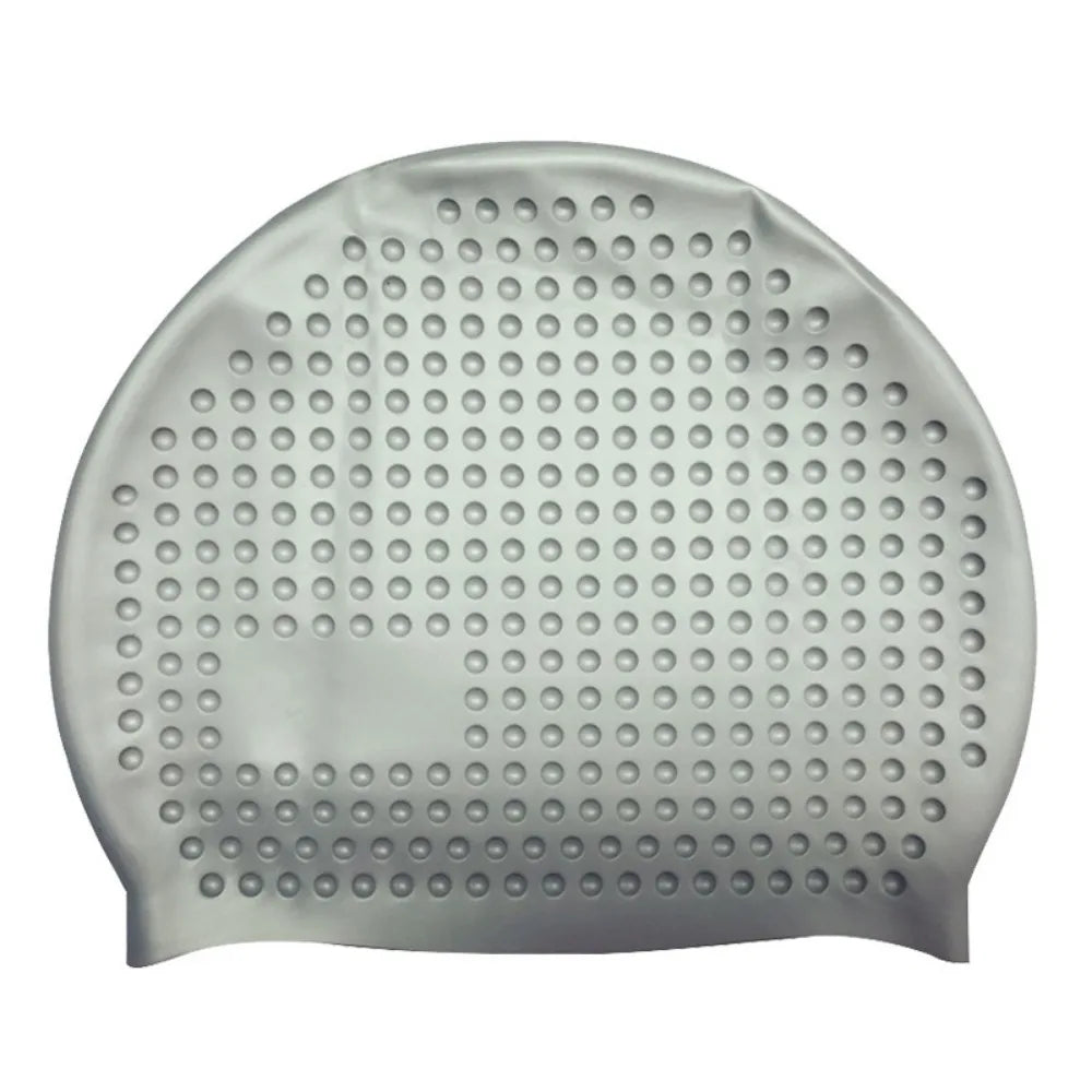 Non-Slip Silicone Swim Cap – Plus Size Waterproof Bathing Cap Silicone Swim Cap Axl Silver