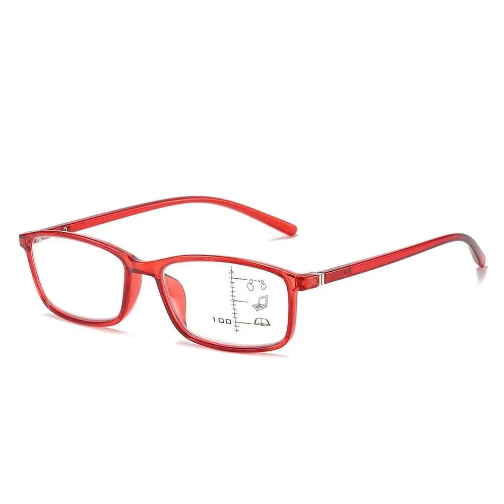 Retro Progressive Multifocal Reading Glasses Anti-Blue Light Reading Glasses Axl Strength 350 red