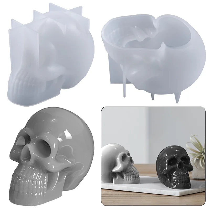3D Skull Silicone Mold – Halloween Candle, Soap & Resin Craft Silicone Craft Mold Axl
