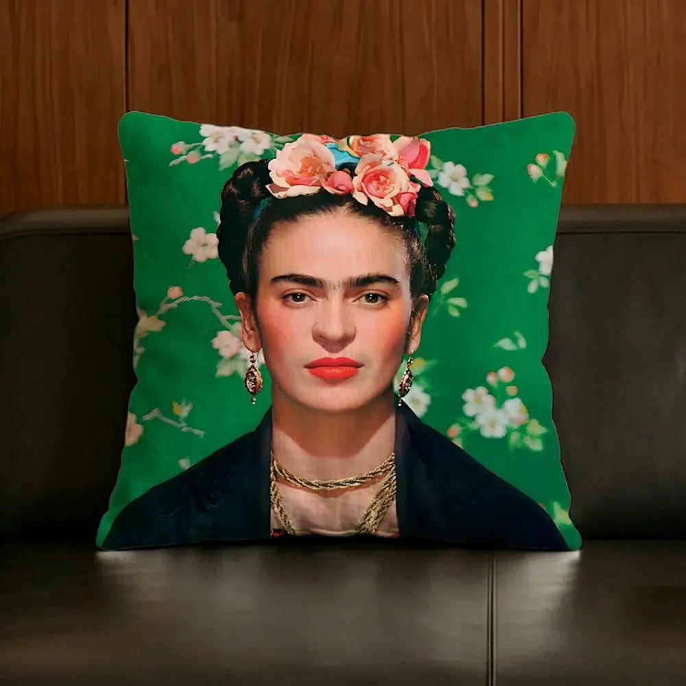 Frida Kahlo Linen Cushion Cover | Decorative Pillow Case Set Decorative Cushion Cover Axl White3 50X50cm