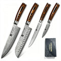 4-Pc 67-Layer Damascus Chef Knife Set – Santoku & Utility Damascus Knife Set Axl 4pcs