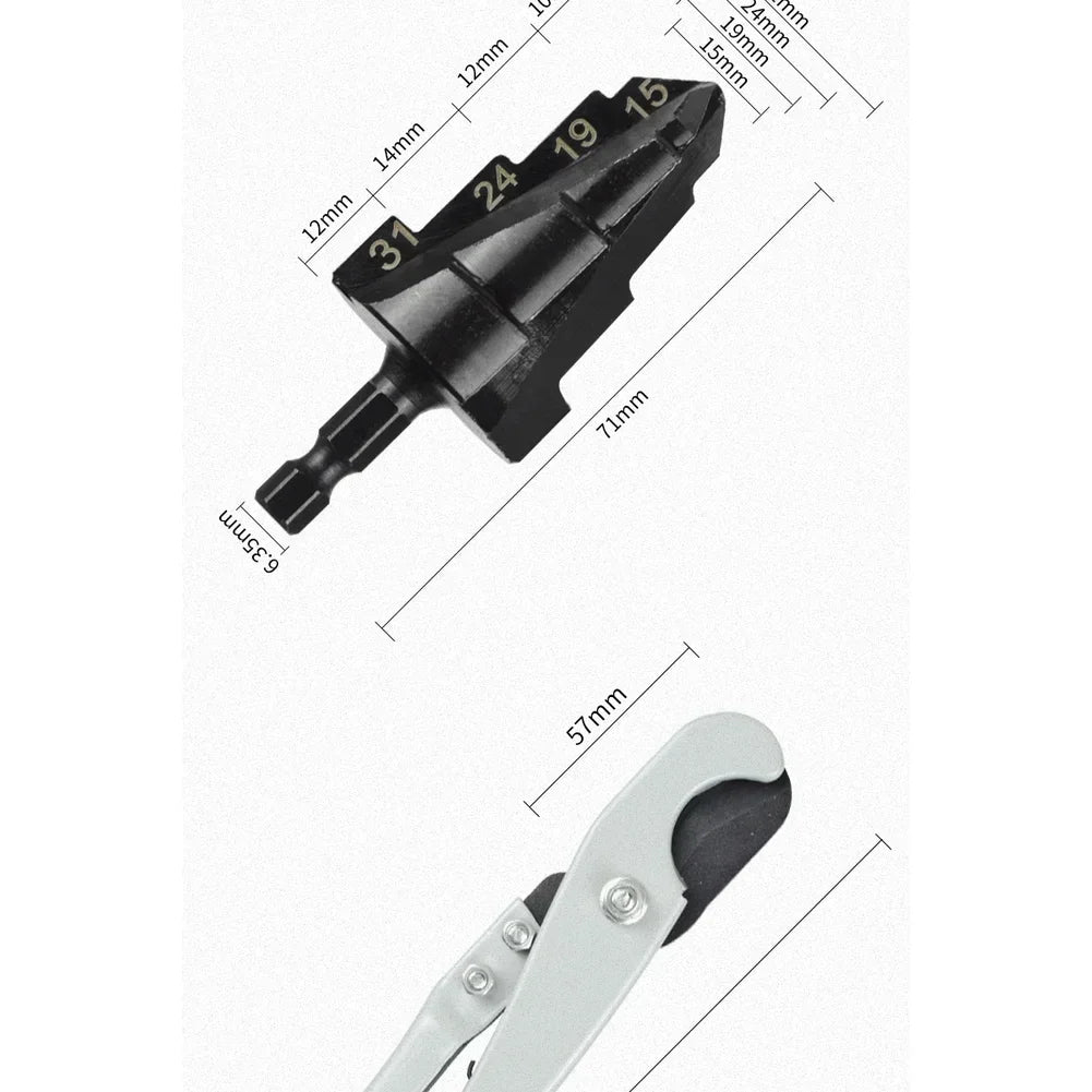 PPR Step Drill Bit & Scissors Set – Hex Shank Pipe Reamer Step Drill Bit Set Axl only scissors China Mainland