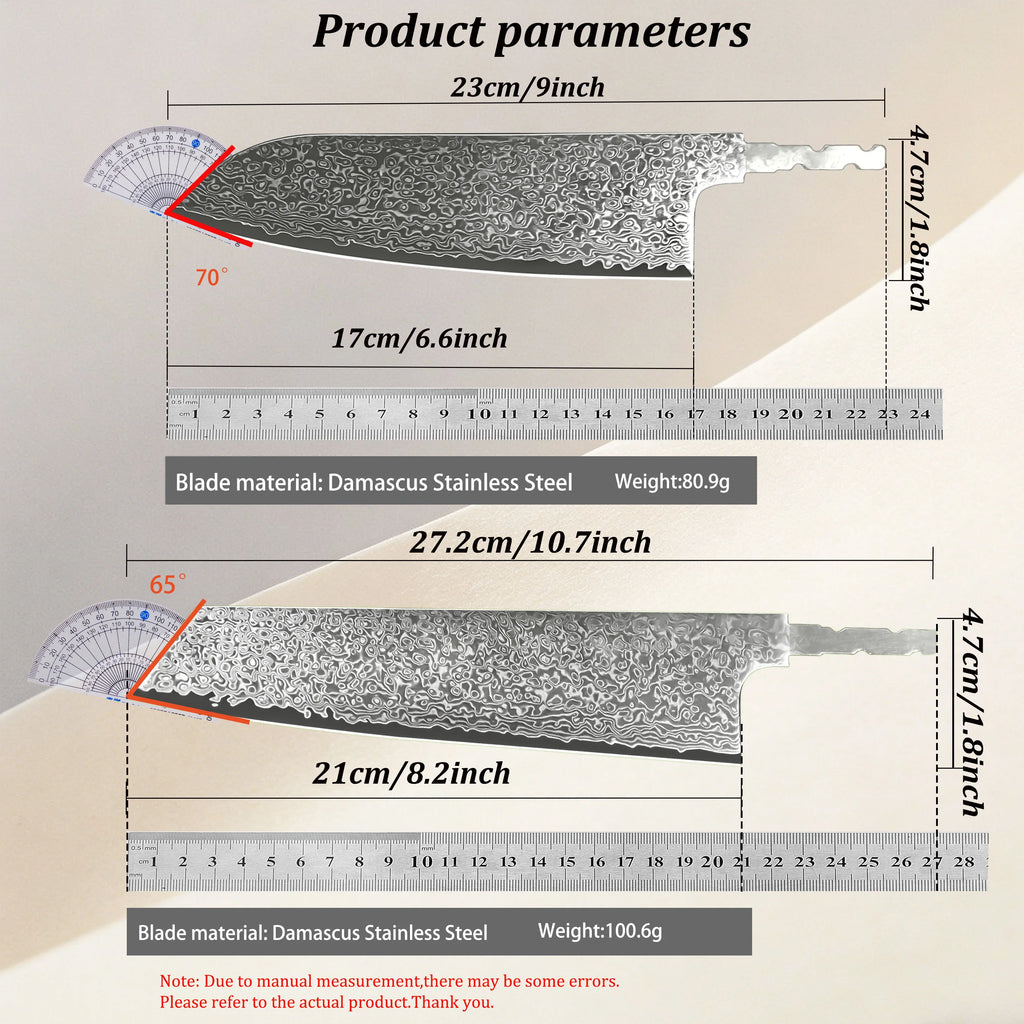 67-Layer Damascus Santoku Knife Blank Blade – Hand-Forged Knife Blank Blade Axl
