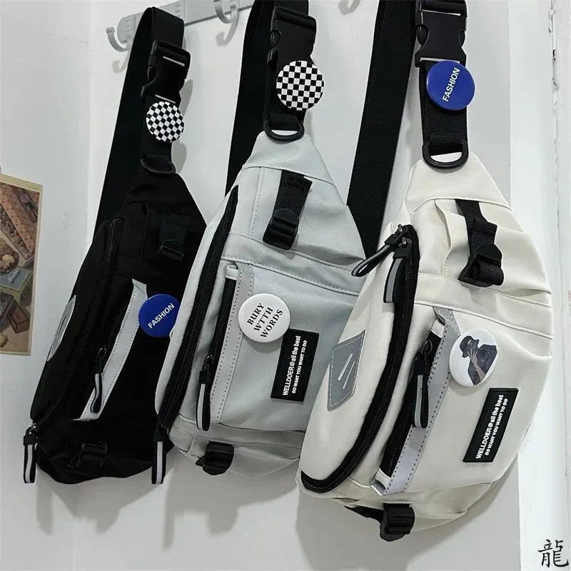 Harajuku Reflective Chest Bag – Unisex Crossbody & Waist Bag Crossbody Chest Bag Axl
