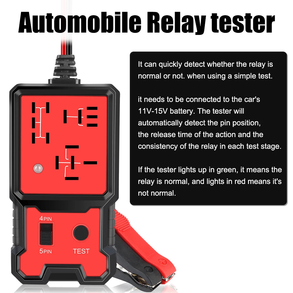 Universal 12V Automotive Relay Tester – LED Pass/Fail Indicator Automotive Relay Tester Axl