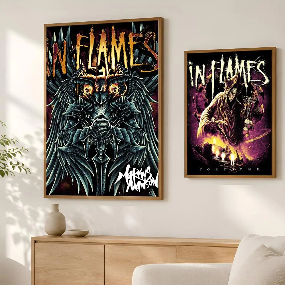 In Flames Band Poster – Self-Stick HD Waterproof Wall Art Music Wall Poster Axl