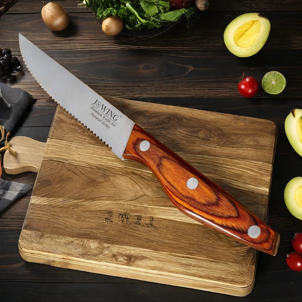 Serrated Steak Knife Set – Mahogany Handle Stainless Steel Steak Knife Set Axl