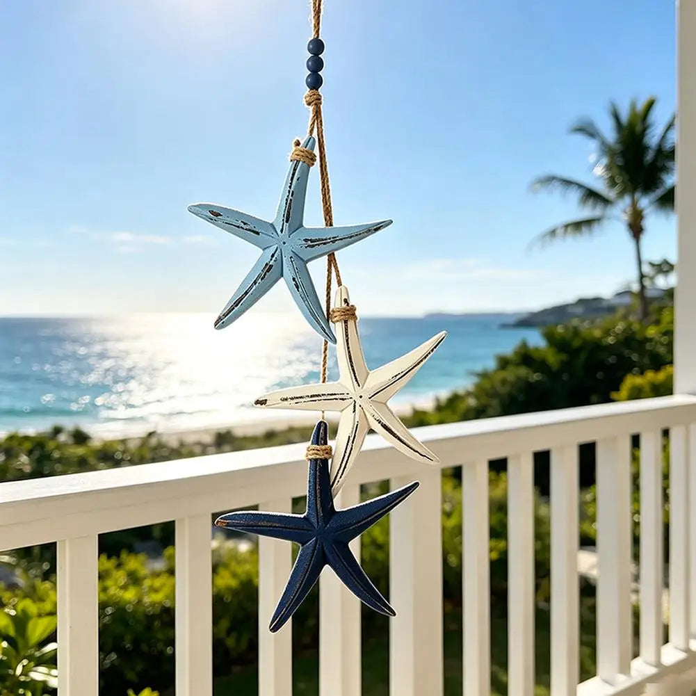 Blue Starfish Hanging Decor | Coastal Nautical Beach Wall Ornament Wall Hanging Decor Axl