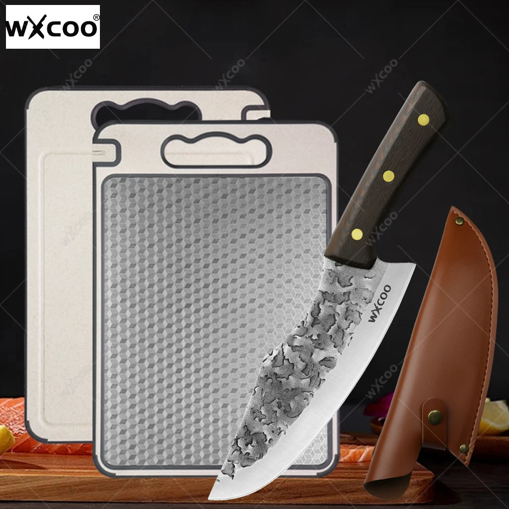 WXCOO Stainless Steel Boning Knife & Cutting Board Set 2PCS Kitchen Knife Set Axl