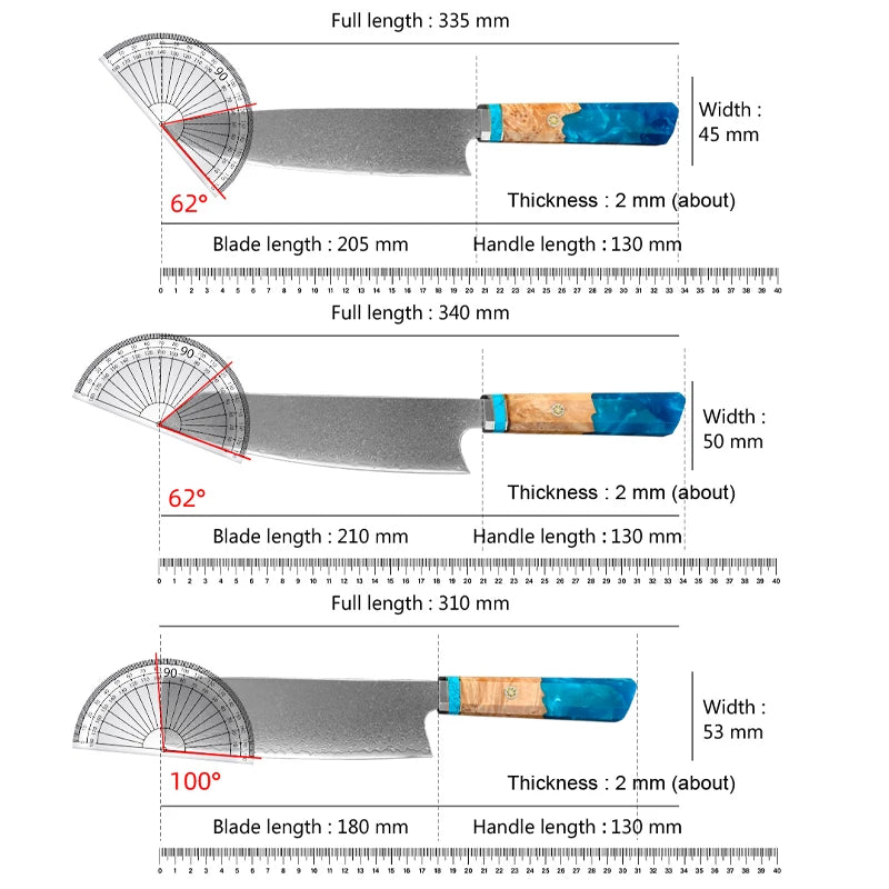 InLeung Damascus Steel Chef Knife – Handmade Japanese Kitchen Damascus Chef Knife Axl