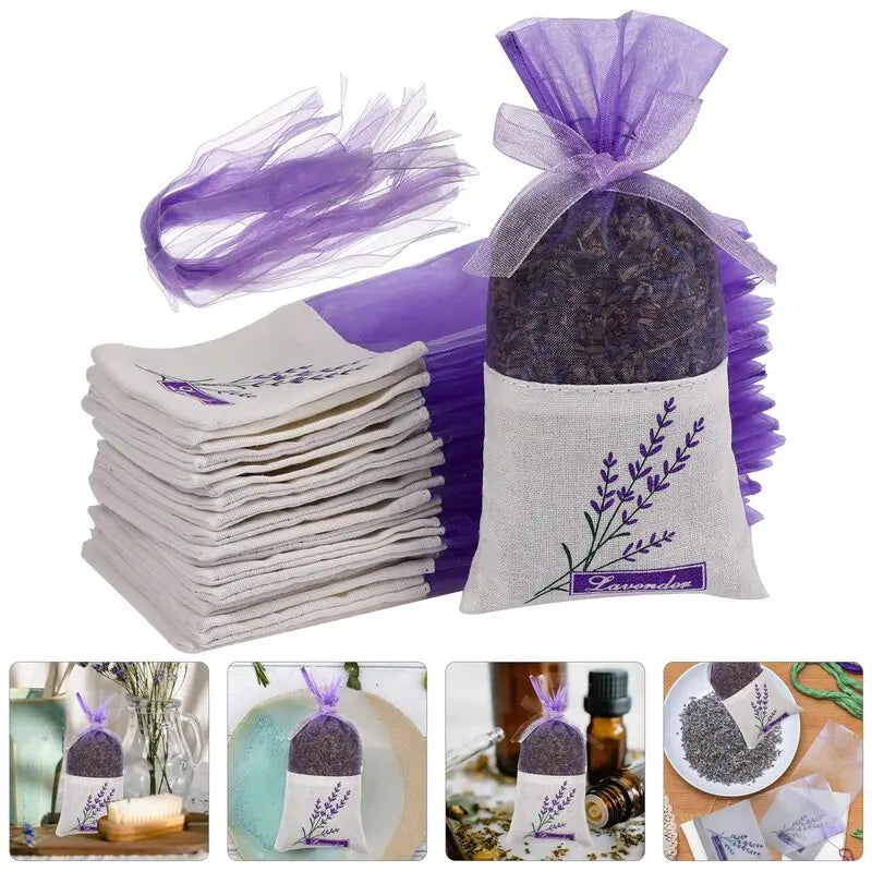 20-Pack Empty Lavender Sachet Bags – Floral Cotton Pouches Fragrance Sachet Pouches Axl