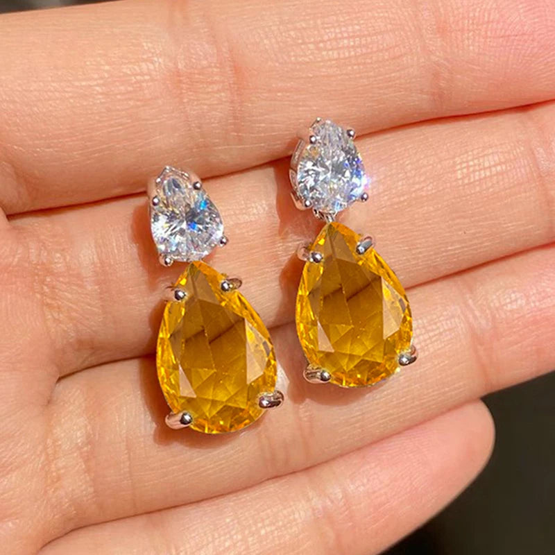 Huitan Pear CZ Dangle Earrings – Elegant Drop Earrings Women CZ Dangle Earrings Axl