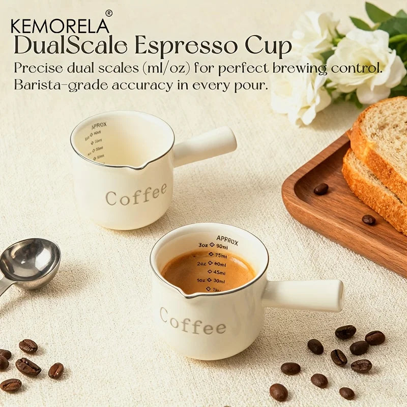 KEMORELA Ceramic Espresso Measuring Cup 3oz 90ml – Pink & Gray Ceramic Measuring Cup Axl