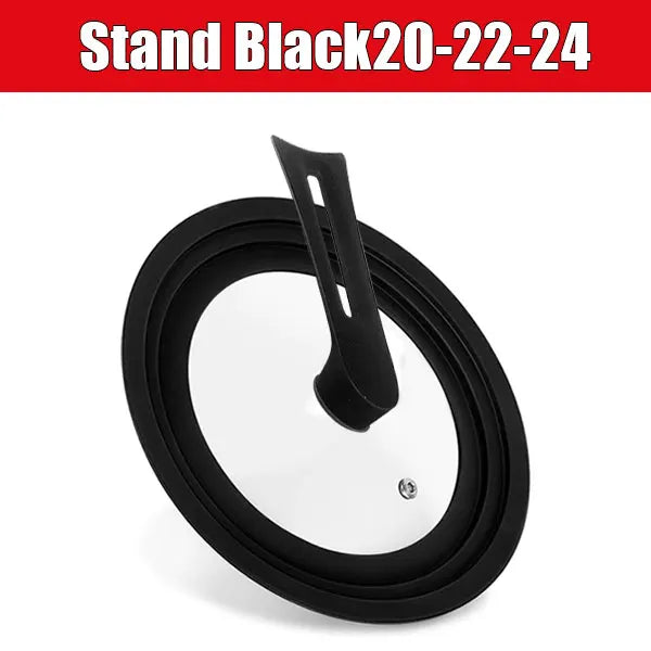 Silicone Universal Pan Lid – Tempered Glass Cookware Cover Cookware Lid Axl Stand Black20-22-24