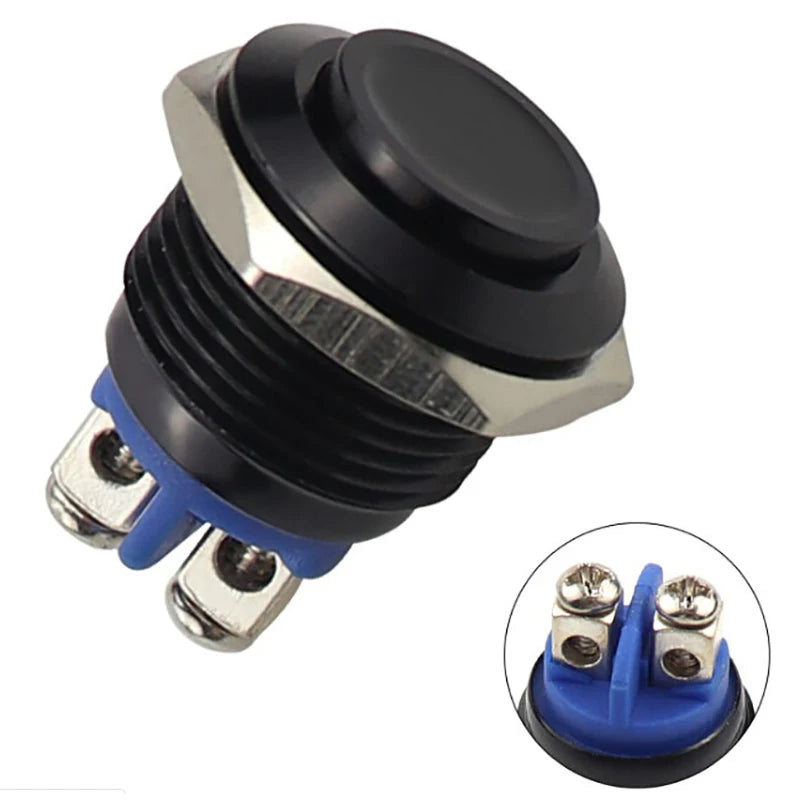 16mm Momentary Push Button Switch – IP65 Waterproof Panel Mount Push Button Switch Axl Black