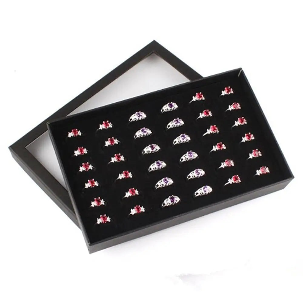 36-Slot PVC Jewelry Box – Ring & Earring Storage Organizer Jewelry Storage Box Axl