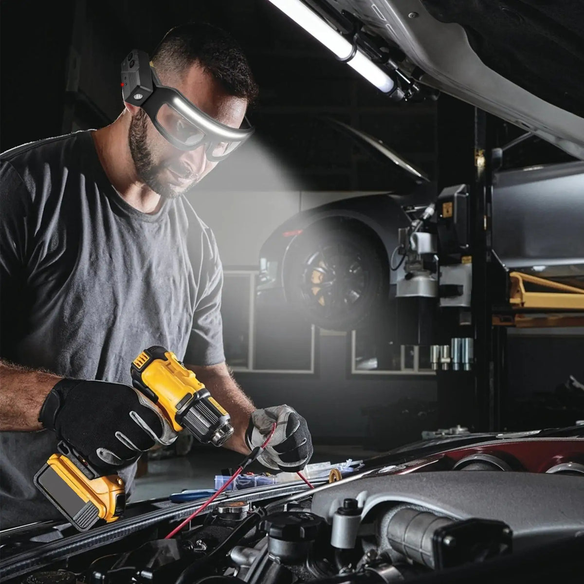 Anti-Fog Safety Glasses with LED Headlamp | Rechargeable LED Safety Glasses Axl