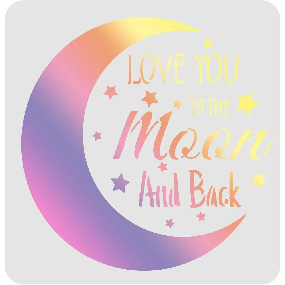 Moon Stencil 11.8" Reusable Plastic Painting Stencil for Walls Craft Painting Stencil Axl