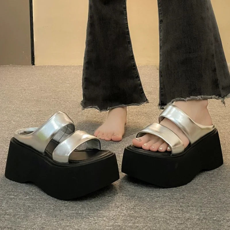 Women's Platform Sandals – Muffin Sole Slip-On Beach Shoes Platform Sandals Axl