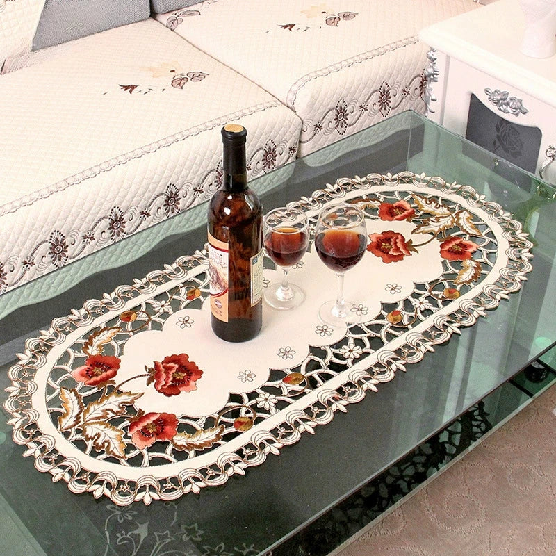 European Hollow Embroidered Table Runner 40x85cm | Lace Décor Table Runner Axl