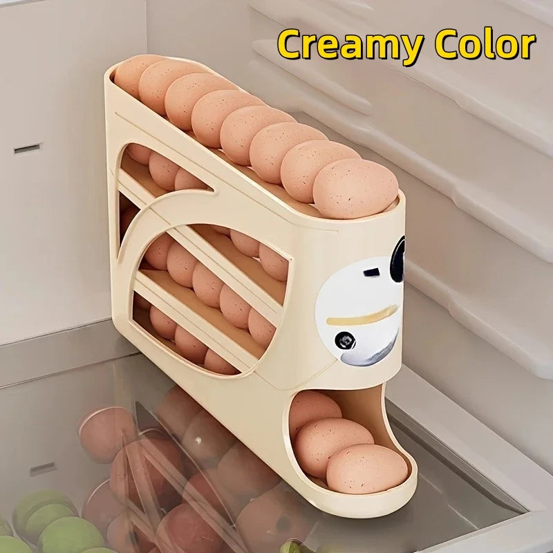 Rolling Egg Dispenser Rack – 2–4 Tier Fridge Egg Organizer Egg Organizer Rack Axl 4 Tier Yellow A