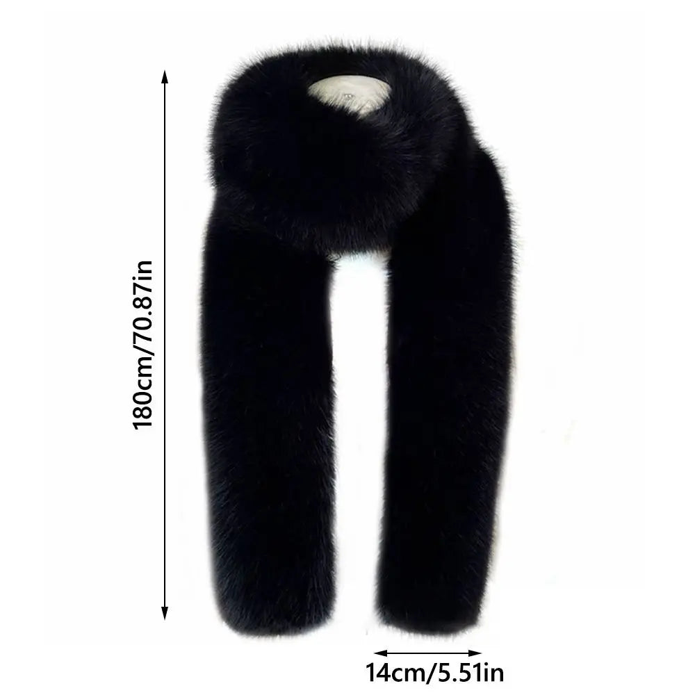 Vintage Faux Fur Long Scarf 180cm – Soft Luxury Wrap Shawl Faux Fur Scarf Axl