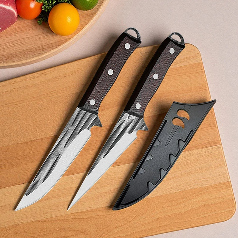 Stainless Steel Boning Knife with Wood Handle & Sheath Boning Knife Axl