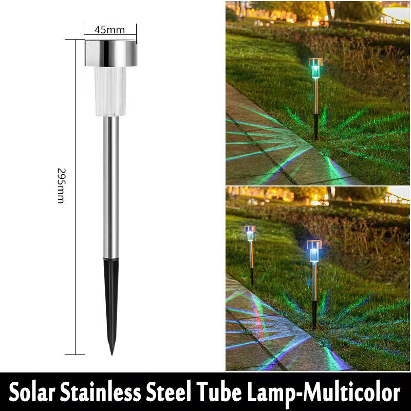 10-Pack Solar Garden Lantern Lights – Waterproof Pathway Lamps Solar Garden Lights Axl Stainles-RGB Light 10Pack