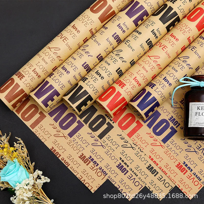 10-Pack Kraft Floral Wrapping Paper – Vintage Newspaper Style Gift Wrapping Paper Axl